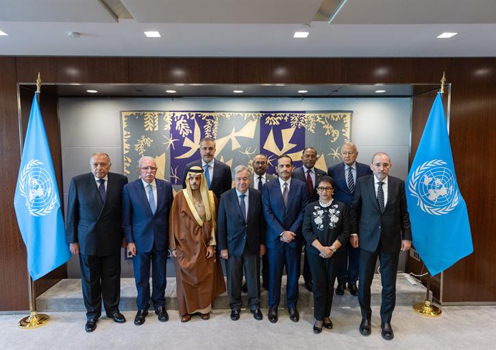 اللجنة الوزارية المكلفة من القمة العربية الإسلامية المشتركة غير العادية يلتقون الأمين العام للأمم المتحدة